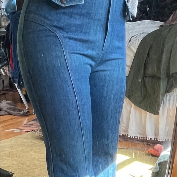70s Vintage High Waisted Wide Leg Denim Jeans - Picture 8 of 9